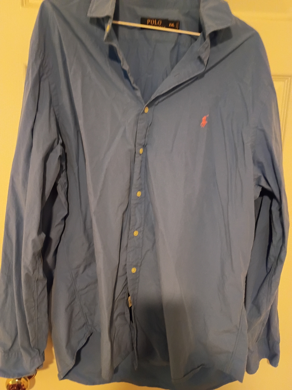 Ralph Lauren Cotton Shirt Medium BlueW Pink Logo Rare Beautiful Color!